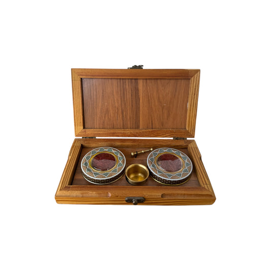 Mohammad Saffron Super Negin 2 × 1 g Gift Box with Grinder – Wooden Box - محمد زعفران سوبر نقي 1×2غرام علبة هدايا