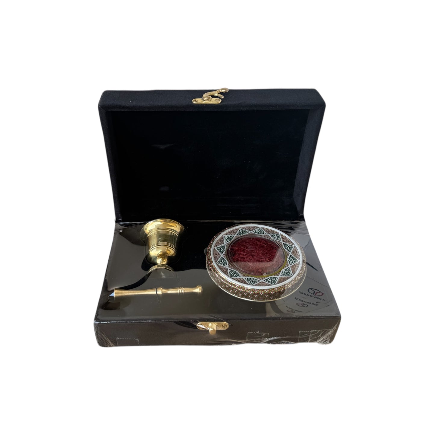 Mohammad Saffron Super Negin  5 g Gift Box with Grinder – Wooden Cotton Box | محمد زعفران سوبر نقي 5 غرام علبة هدايا مع مطحنة