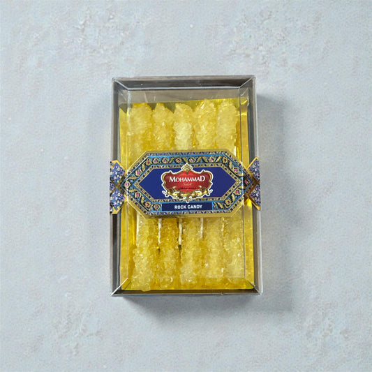 Mohammad Saffron Rock Candy | 12 pcs | 160 g  - محمد سكر نبات بالزعفران | ١٢ قطعة | ١٦٠ غرام